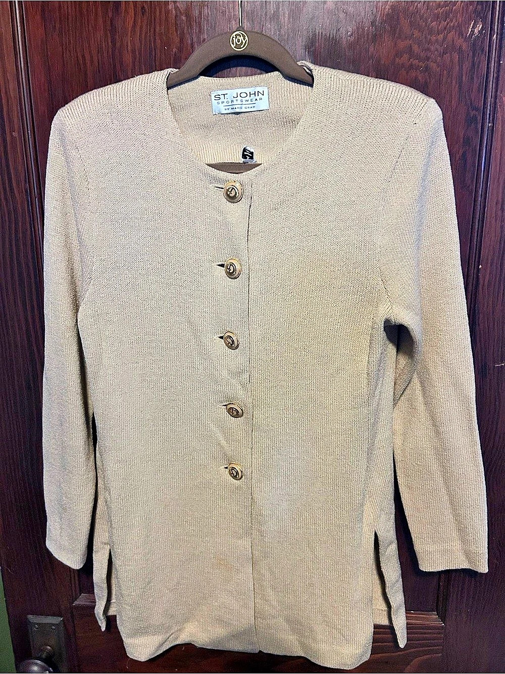 St. John Knit Cardigan in Beige Size Small with skirt